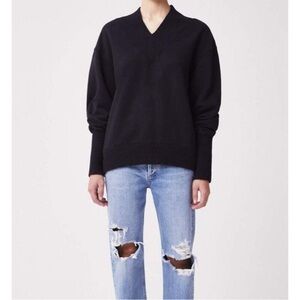AGOLDE • klara extended V neck sweatshirt in black sz S
